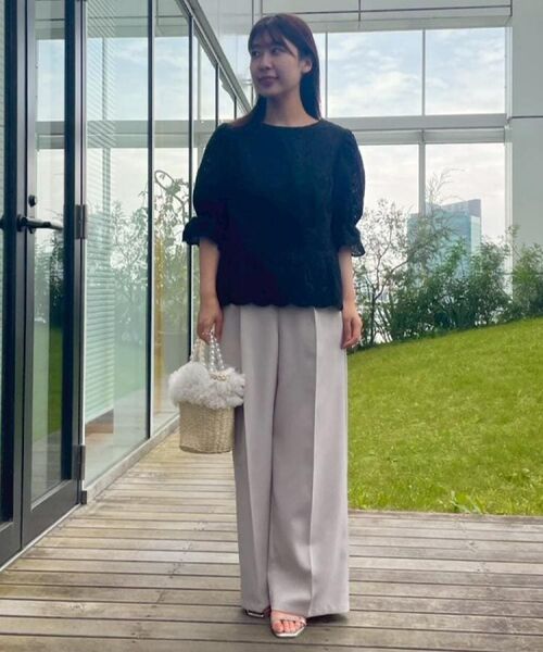 Couture Brooch / クチュールブローチ シャツ・ブラウス | 【一枚で着映える・花柄刺繍・5分袖】バックレースアップ カットワークレースブラウス | 詳細21