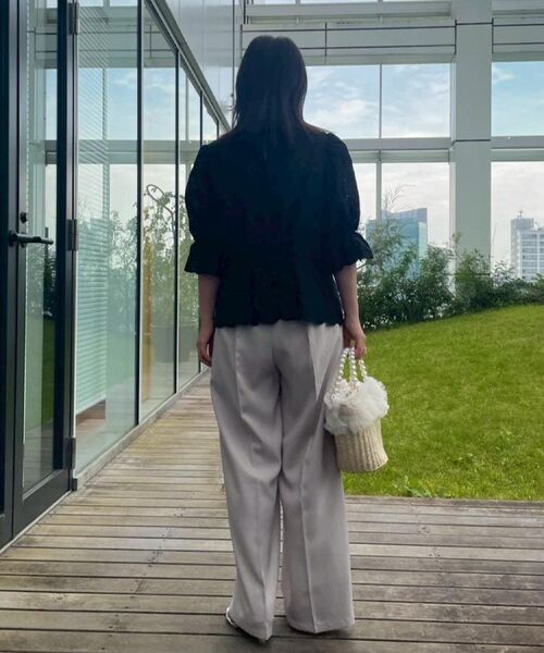 Couture Brooch / クチュールブローチ シャツ・ブラウス | 【一枚で着映える・花柄刺繍・5分袖】バックレースアップ カットワークレースブラウス | 詳細23