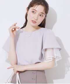 Couture Brooch / クチュールブローチ シャツ・ブラウス | 【マシンウォッシャブル・一枚で着映える】レース重ねフレアブラウス