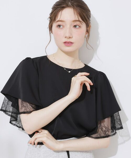 Couture Brooch / クチュールブローチ シャツ・ブラウス | 【マシンウォッシャブル・一枚で着映える】レース重ねフレアブラウス | 詳細14