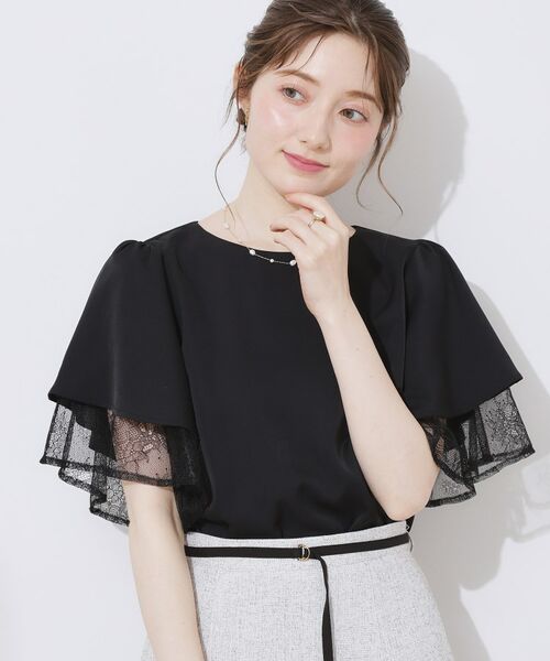 Couture Brooch / クチュールブローチ シャツ・ブラウス | 【マシンウォッシャブル・一枚で着映える】レース重ねフレアブラウス | 詳細15