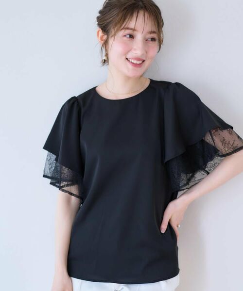 Couture Brooch / クチュールブローチ シャツ・ブラウス | 【マシンウォッシャブル・一枚で着映える】レース重ねフレアブラウス | 詳細17