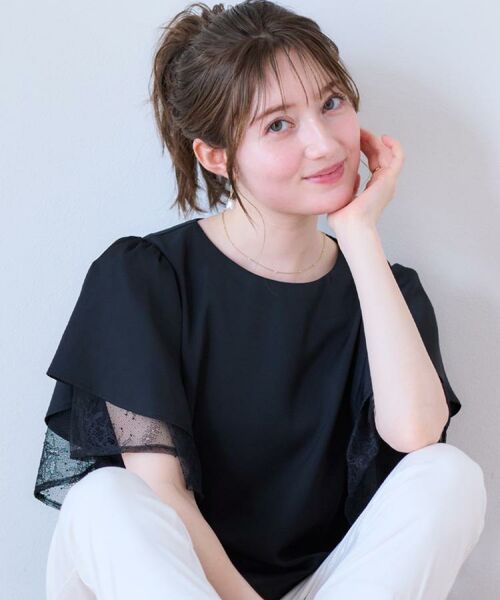 Couture Brooch / クチュールブローチ シャツ・ブラウス | 【マシンウォッシャブル・一枚で着映える】レース重ねフレアブラウス | 詳細19