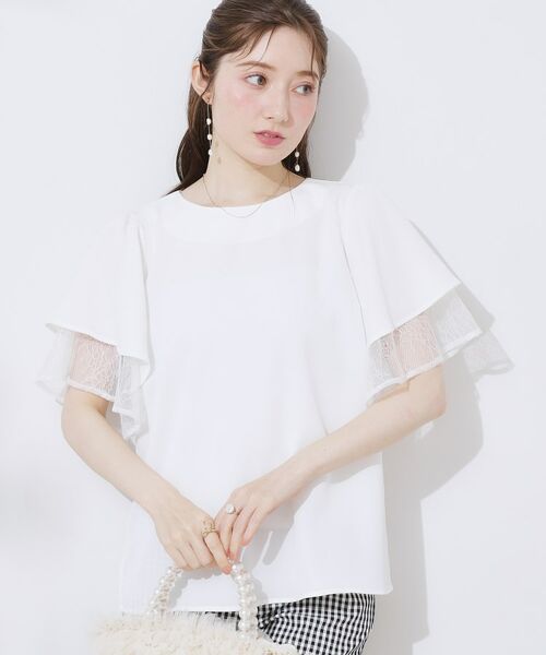 Couture Brooch / クチュールブローチ シャツ・ブラウス | 【マシンウォッシャブル・一枚で着映える】レース重ねフレアブラウス | 詳細4