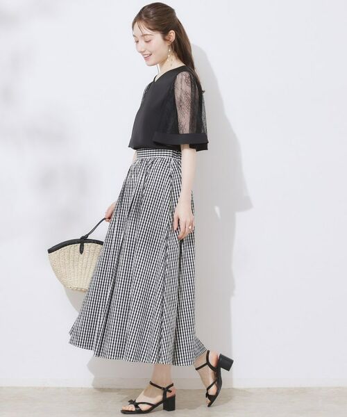 Couture Brooch / クチュールブローチ シャツ・ブラウス | 【マシンウォッシャブル・シアー・細見え】Vネック袖レースフレアブラウス | 詳細12