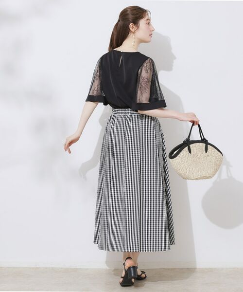 Couture Brooch / クチュールブローチ シャツ・ブラウス | 【マシンウォッシャブル・シアー・細見え】Vネック袖レースフレアブラウス | 詳細13