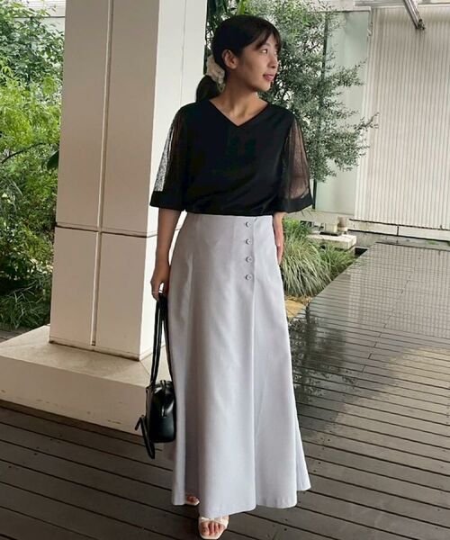 Couture Brooch / クチュールブローチ シャツ・ブラウス | 【マシンウォッシャブル・シアー・細見え】Vネック袖レースフレアブラウス | 詳細18