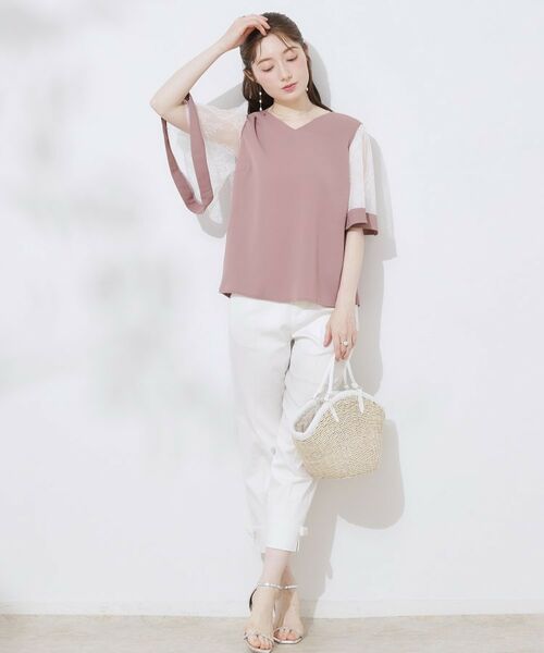 Couture Brooch / クチュールブローチ シャツ・ブラウス | 【マシンウォッシャブル・シアー・細見え】Vネック袖レースフレアブラウス | 詳細22