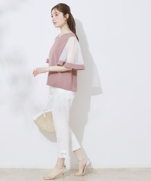 Couture Brooch / クチュールブローチ シャツ・ブラウス | 【マシンウォッシャブル・シアー・細見え】Vネック袖レースフレアブラウス | 詳細23