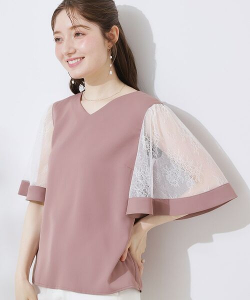 Couture Brooch / クチュールブローチ シャツ・ブラウス | 【マシンウォッシャブル・シアー・細見え】Vネック袖レースフレアブラウス | 詳細25