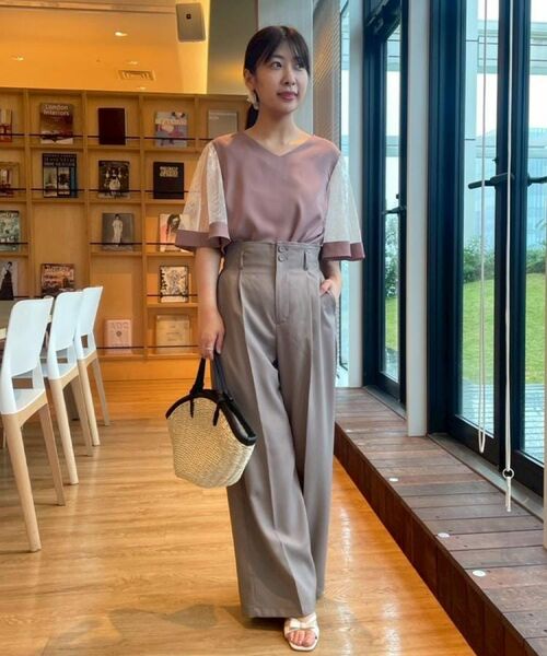 Couture Brooch / クチュールブローチ シャツ・ブラウス | 【マシンウォッシャブル・シアー・細見え】Vネック袖レースフレアブラウス | 詳細28