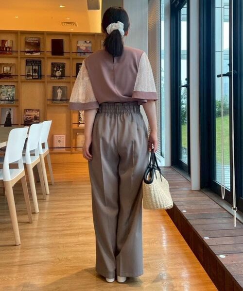 Couture Brooch / クチュールブローチ シャツ・ブラウス | 【マシンウォッシャブル・シアー・細見え】Vネック袖レースフレアブラウス | 詳細30