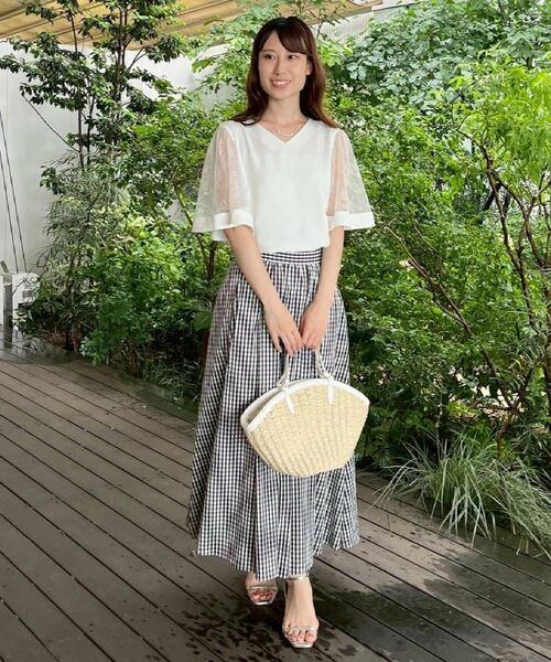 Couture Brooch / クチュールブローチ シャツ・ブラウス | 【マシンウォッシャブル・シアー・細見え】Vネック袖レースフレアブラウス | 詳細7