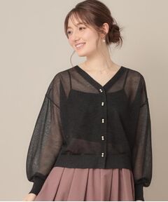 Couture Brooch / クチュールブローチ カーディガン・ボレロ | 【秋カラー・オシャレな透け感】ダブルパール調シアーカーディガン