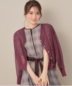 Couture Brooch / クチュールブローチ カーディガン・ボレロ | 【秋カラー・オシャレな透け感】ダブルパール調シアーカーディガン
