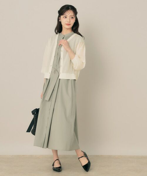 Couture Brooch / クチュールブローチ カーディガン・ボレロ | 【秋カラー・オシャレな透け感】ダブルパール調シアーカーディガン | 詳細1