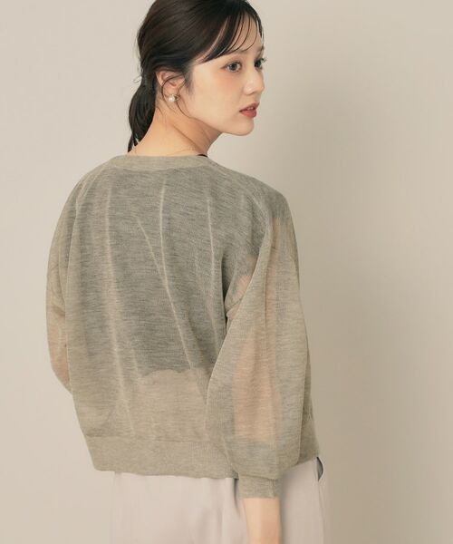 Couture Brooch / クチュールブローチ カーディガン・ボレロ | 【秋カラー・オシャレな透け感】ダブルパール調シアーカーディガン | 詳細14