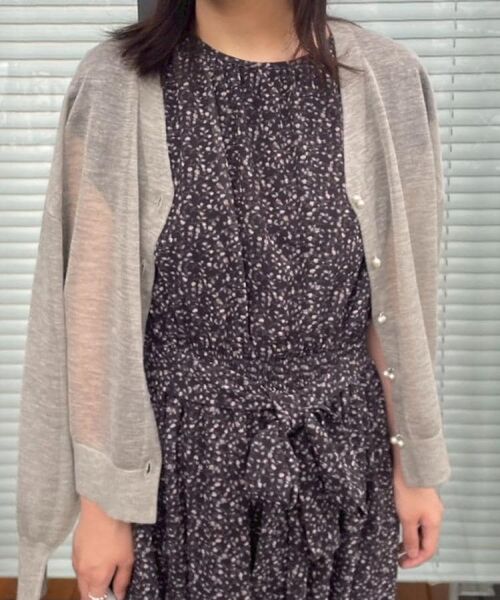 Couture Brooch / クチュールブローチ カーディガン・ボレロ | 【秋カラー・オシャレな透け感】ダブルパール調シアーカーディガン | 詳細19