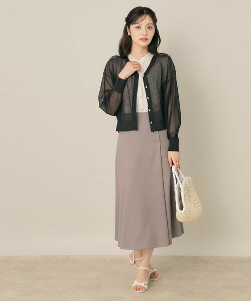 Couture Brooch / クチュールブローチ カーディガン・ボレロ | 【秋カラー・オシャレな透け感】ダブルパール調シアーカーディガン | 詳細20