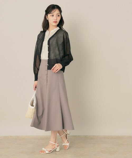 Couture Brooch / クチュールブローチ カーディガン・ボレロ | 【秋カラー・オシャレな透け感】ダブルパール調シアーカーディガン | 詳細21