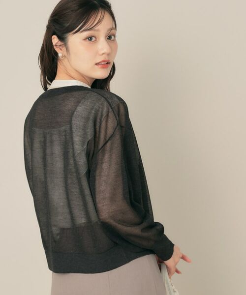 Couture Brooch / クチュールブローチ カーディガン・ボレロ | 【秋カラー・オシャレな透け感】ダブルパール調シアーカーディガン | 詳細25