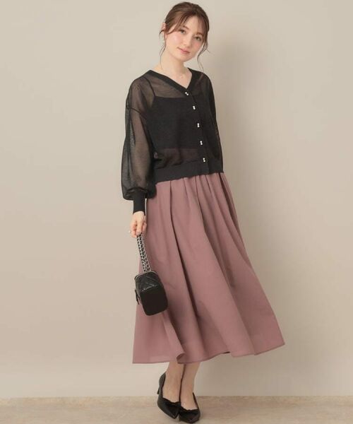 Couture Brooch / クチュールブローチ カーディガン・ボレロ | 【秋カラー・オシャレな透け感】ダブルパール調シアーカーディガン | 詳細27