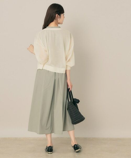 Couture Brooch / クチュールブローチ カーディガン・ボレロ | 【秋カラー・オシャレな透け感】ダブルパール調シアーカーディガン | 詳細3