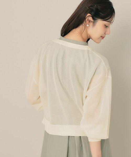 Couture Brooch / クチュールブローチ カーディガン・ボレロ | 【秋カラー・オシャレな透け感】ダブルパール調シアーカーディガン | 詳細6