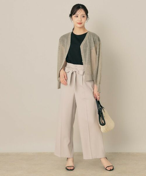 Couture Brooch / クチュールブローチ カーディガン・ボレロ | 【秋カラー・オシャレな透け感】ダブルパール調シアーカーディガン | 詳細9