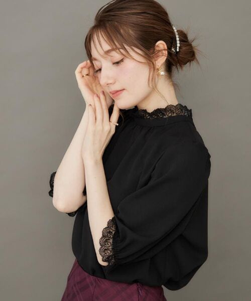 Couture Brooch / クチュールブローチ シャツ・ブラウス | 【華やか・大人可愛い・5分袖】エンブロレース前後2WAYブラウス | 詳細27