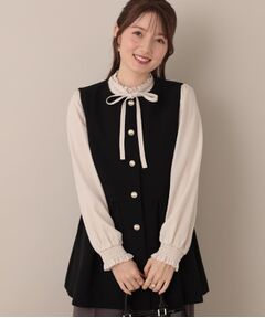 Couture Brooch / クチュールブローチ ベスト | 【フェミニン・きれいめ】ゴールド釦ペプラムジレ