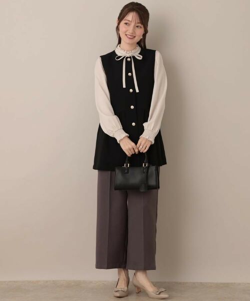 Couture Brooch / クチュールブローチ ベスト | 【フェミニン・きれいめ】ゴールド釦ペプラムジレ | 詳細1