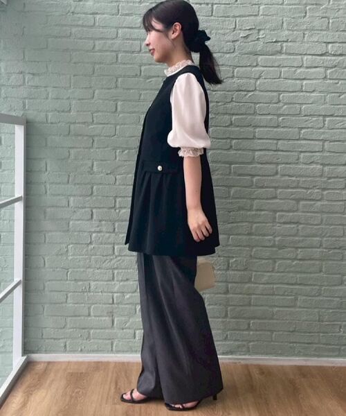 Couture Brooch / クチュールブローチ ベスト | 【フェミニン・きれいめ】ゴールド釦ペプラムジレ | 詳細11