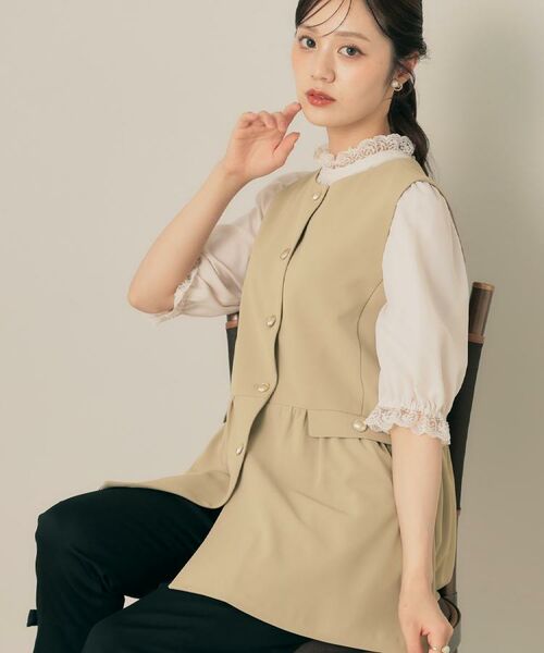 Couture Brooch / クチュールブローチ ベスト | 【フェミニン・きれいめ】ゴールド釦ペプラムジレ | 詳細18