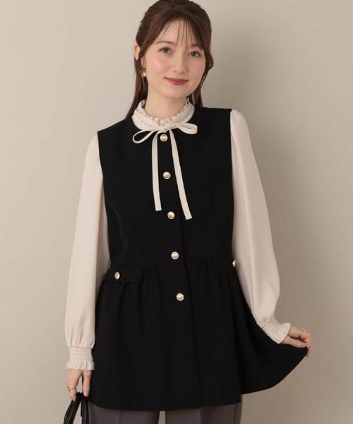 Couture Brooch / クチュールブローチ ベスト | 【フェミニン・きれいめ】ゴールド釦ペプラムジレ | 詳細2