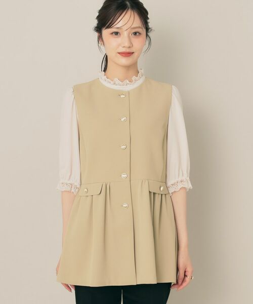 Couture Brooch / クチュールブローチ ベスト | 【フェミニン・きれいめ】ゴールド釦ペプラムジレ | 詳細27