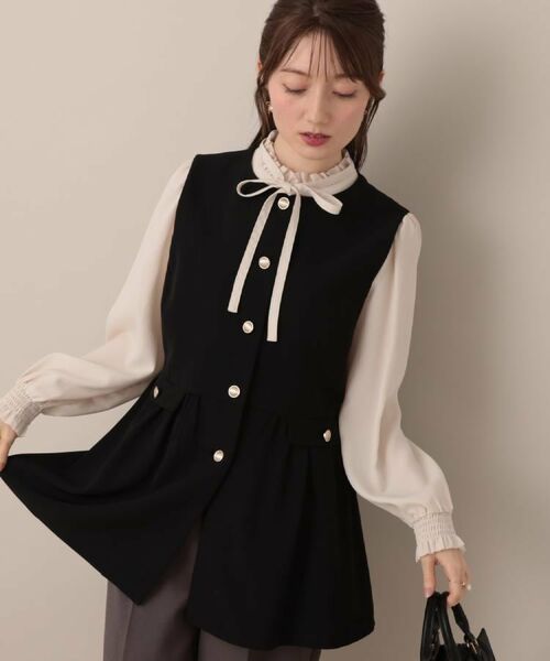 Couture Brooch / クチュールブローチ ベスト | 【フェミニン・きれいめ】ゴールド釦ペプラムジレ | 詳細3