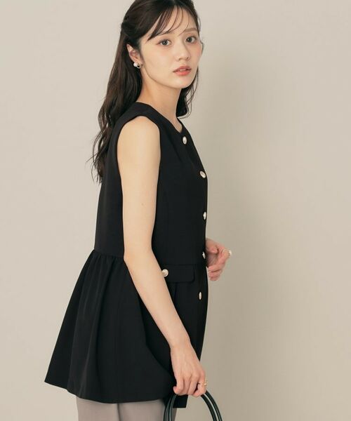 Couture Brooch / クチュールブローチ ベスト | 【フェミニン・きれいめ】ゴールド釦ペプラムジレ | 詳細8