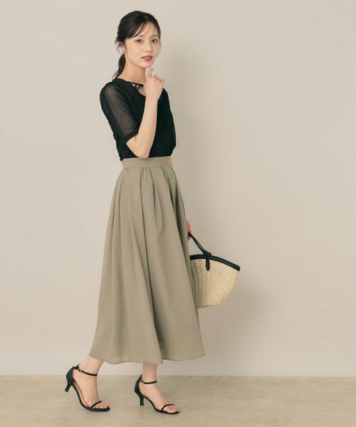 Couture Brooch / クチュールブローチ ロング・マキシ丈スカート | 【きれいめ・シアー・通勤】パレットボイルロングスカート | 詳細11