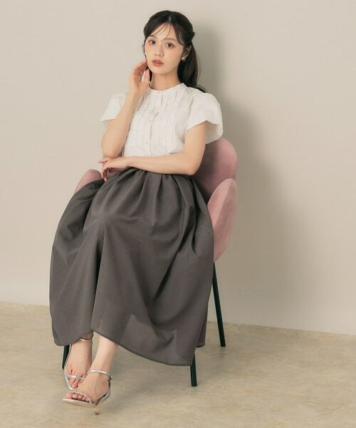 Couture Brooch / クチュールブローチ ロング・マキシ丈スカート | 【きれいめ・シアー・通勤】パレットボイルロングスカート | 詳細3