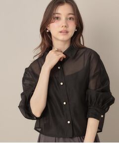 Couture Brooch / クチュールブローチ シャツ・ブラウス | 【洗える・秋まで使える】パール調ボタンシアーシャツ