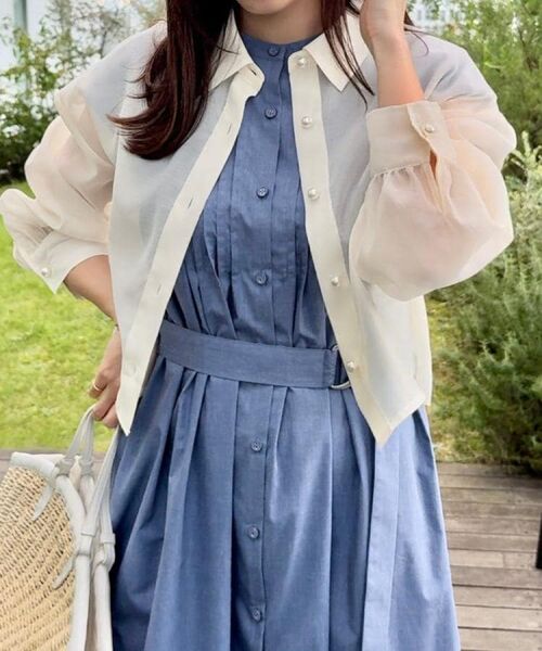 Couture Brooch / クチュールブローチ シャツ・ブラウス | 【洗える・秋まで使える】パール調ボタンシアーシャツ | 詳細10