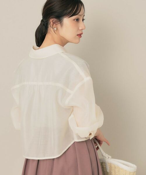 Couture Brooch / クチュールブローチ シャツ・ブラウス | 【洗える・秋まで使える】パール調ボタンシアーシャツ | 詳細5