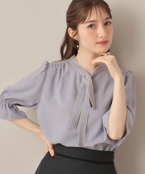 Couture Brooch / クチュールブローチ シャツ・ブラウス | 【大人可愛い・5分袖・通勤】デザインタイブラウス | 詳細23