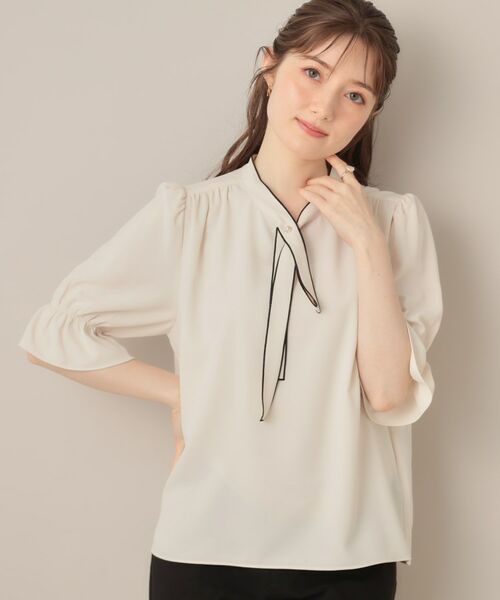 Couture Brooch / クチュールブローチ シャツ・ブラウス | 【大人可愛い・5分袖・通勤】デザインタイブラウス | 詳細4