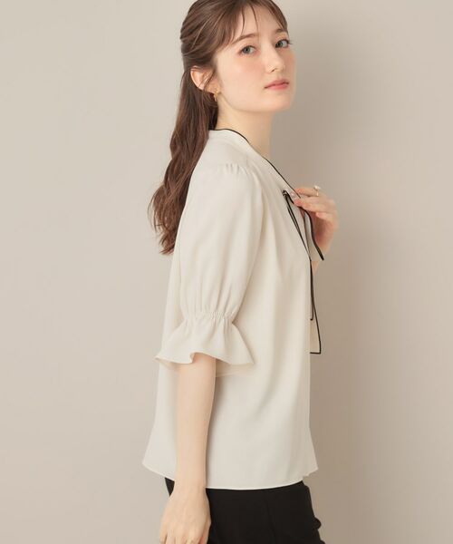 Couture Brooch / クチュールブローチ シャツ・ブラウス | 【大人可愛い・5分袖・通勤】デザインタイブラウス | 詳細5