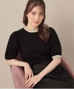 Couture Brooch / クチュールブローチ ニット・セーター | 【5分袖・華奢見え・通勤】配色スカラ5分袖ニット