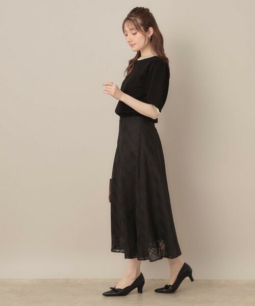 Couture Brooch / クチュールブローチ ニット・セーター | 【5分袖・華奢見え・通勤】配色スカラ5分袖ニット | 詳細16