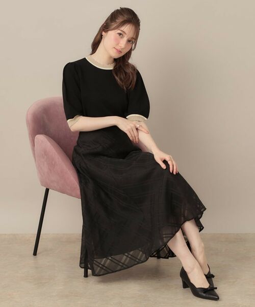 Couture Brooch / クチュールブローチ ニット・セーター | 【5分袖・華奢見え・通勤】配色スカラ5分袖ニット | 詳細17