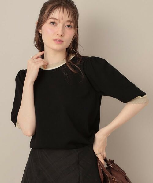 Couture Brooch / クチュールブローチ ニット・セーター | 【5分袖・華奢見え・通勤】配色スカラ5分袖ニット | 詳細18